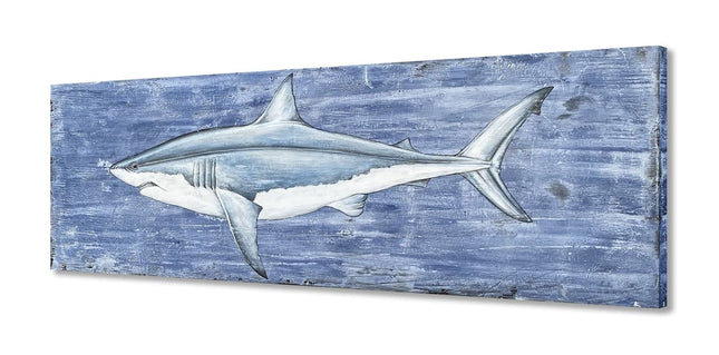 Yihui Arts Shark Canvas Wall Art - Blue and White Coastal Paintings for Living Room Bedroom Bathroom Decor