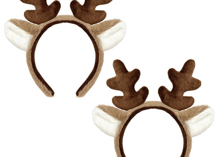 Dolkoic 2Pack Reindeer Antlers Headband Deer Antlers Fluffy Animal Ears Headband Party Cosplay Deer Costume for Christmas Halloween