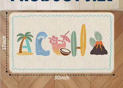 Chicimln Blue Beach Gnome Door Mat, Coastal Summer Gnomes Non-Slip Linen Doormat Outdoor Indoor Entrance, Ocean Nautical Welcome Mats Rugs for Entryway Front Door Porch, 17x30 Inch