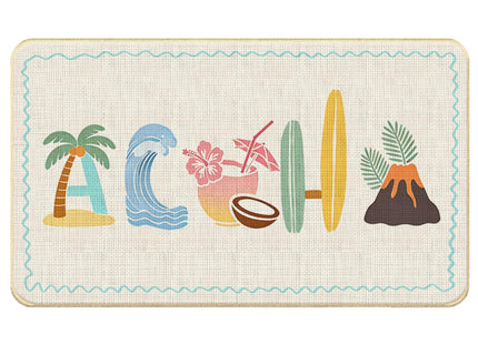 Chicimln Blue Beach Gnome Door Mat, Coastal Summer Gnomes Non-Slip Linen Doormat Outdoor Indoor Entrance, Ocean Nautical Welcome Mats Rugs for Entryway Front Door Porch, 17x30 Inch