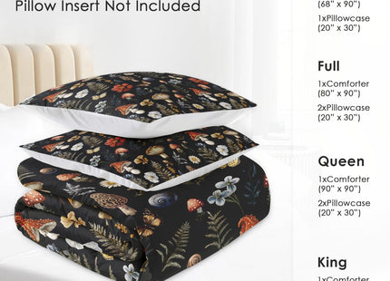 Pamnest King Comforter Set, 3 Pieces Mushroom Woodland Bedding, All Season