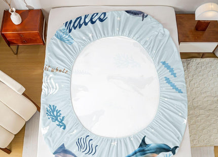 Whale Fitted Sheet Twin for Kids Boys Girls, Coastal Animal Bedding Set, Beach Ocean Creatures Under The Sea Bed Sheets, Nautical Sea Life Whale Bed Set