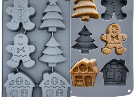 Christmas Silicone Molds For Baking Large Christmas Tree Holiday Silicone Mold 3D Shape Gingerbread Man Candy House Pine Tree Silicone Molds for Soap Jello Chocolate Cake MadeleineCandle Molds(1PCS)