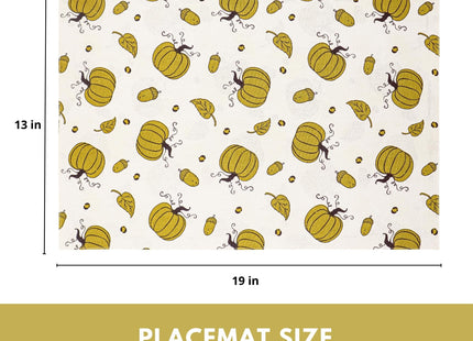 PurpleEssences Fall Pumpkin Placemats 13x19 in Set of 4 - Acorn