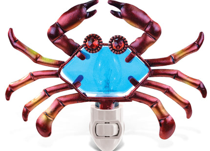 Puzzled Glass Art Night Light, Plug in Decorative Socket Lamp, Manual On & Off Portable Lights for Stairway, Bedroom, Bathroom, Nursery, Home Accessory & Kitchen Decor - Crab