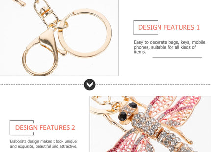 Amosfun Dragonfly Keychain Sparkling Rhinestone Dragonfly Keychain Pendant