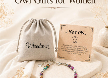 Wisedawn Owl Gifts for Women, Healing Natural Stone Owl Bracelet for Woman, Birthday Christmas inspiration Gift