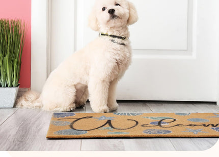 Tinideya Coastal Seashell Welcome Coir Door Mat Outdoor Non-Slip, 17" x 30"