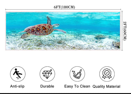 VANOVICH Coastal Runner Rug for Hallways,Sea Turtle Rug for Bedroom,Turle Bathroom Kitchen Runners Nautical Throw Rugs Washable Small Rug Non-Slip Low-Pile Floor Carpets for Entryway,Laundry,Blue