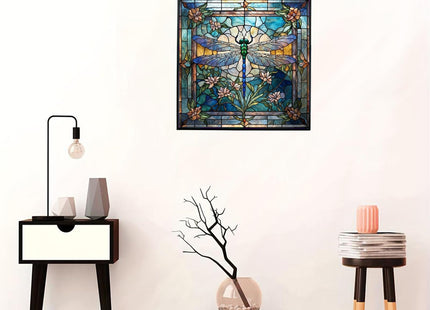 HFhyxin Dragonfly Stained Glass Window Hanging, 8" Stained Glass Dragonfly Sun Catcher for Windows, Suncatcher Panels for Women Christmas Thanksgiving Gift