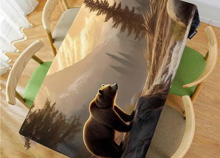Swono Grizzly Bear Tablecloths Animal Bear Brook Canyon Forest Mountain Nature Kitchen Dinning Tabletop Decoration, Polyester Table Cover for Indoor Outdoor 50x72 Inch Tablecloth
