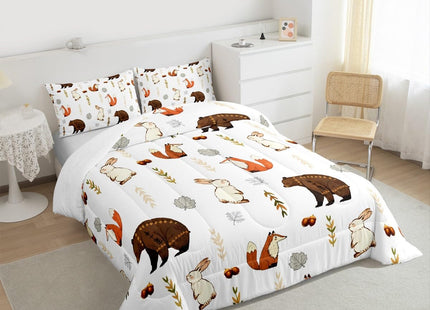 Feelyou Jungle Animal Comforter Set Twin Size Cute Bear Bedding Set Cabin