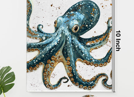Nautical Octopus Canvas Wall Art Octopus Ocean Theme Print Poster Coastal Framed Picture Painting for Home Beach House Bedroom Wall Decor 8x10 Inch