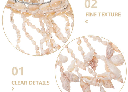 BESPORTBLE Hanging Shell Wind Chime Nautical Seashell Wind Chimes Handmade Shell Pendant Decor Natural Sea Shell Outside Ornament for Patio Garden Coastal Room - Boho Chime Gift (23.5 Inch)