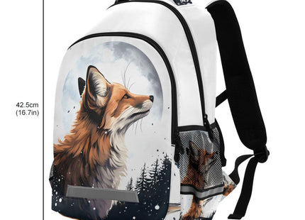 Fox Backpack for Students Boys Girls Fox under The Moon School Bag Travel Daypack Rucksack