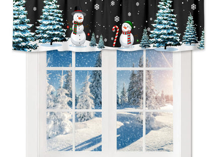 Nextchange Christmas Snowman Window Valances Pine Tree Snowy Kitchen Short Curtains with Rod Pocket Valance Drapes Xmas Farmhouse Window Treatment for Living Room Bathroom Decor 54" X 18"