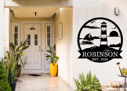 Personalized Lighthouse Nautical Wall Decor Coastal Last Name Signs
