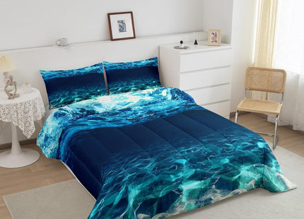 Castle Fairy Under Sea Comforter,Diving Adventure Sports Themed Comforter Set Full Size,Cobblestone Sand Blue Ocean Bedding Set All Seasons Bedroom Down Duvet,1 Comforter&2 Pillowcase