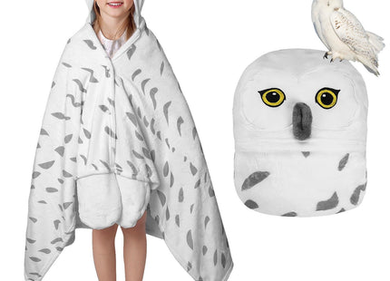 Wearable Blanket Hoodie, Snowy Owl Oversized Hooded Blanket, Soft Sherpa Blanket Owl Gift for Birthday Christmas