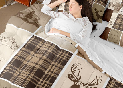Feelyou Rustic Cabin Deer Comforter Set Queen Size Soft 7 Pieces Hunting