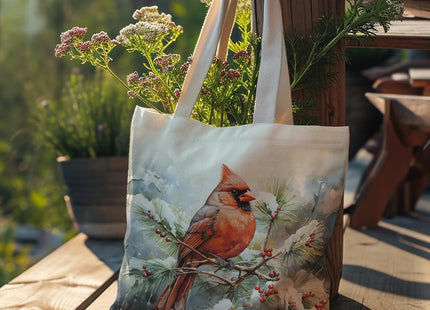 Veqzc Cardinal Christmas Canvas Tote Bag for Women - Red Cardinal Gifts, Christmas Reusable Grocery Bags