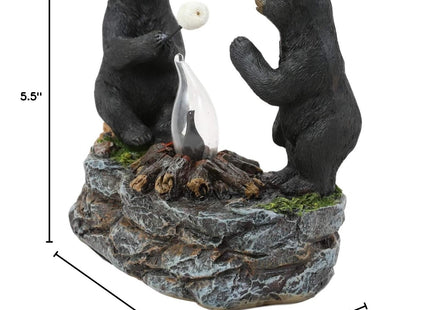 Ebros Whimsical Rustic Forest Black Bears Father and Son Making Marshmallow Smores by Bonfire Campfire Night Light Small Statue Woodland Cabin Lodge Decor Bear Figurine As Decorative Home Accent