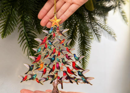 Stacked Hummingbird Christmas Decorations Hummingbird Christmas Ornament, 2D Laser-Cut Iron Metal Decor for Holiday