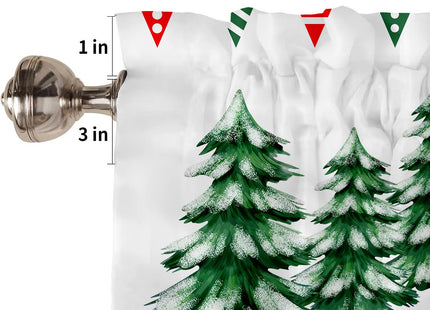 Nextchange Christmas Red Truck Window Valances Pine Tree Snowy Valance Kitchen Curtains with Rod Pocket Merry Christmas Window Treatments Short Curtain Panels Decor 54" X 18"