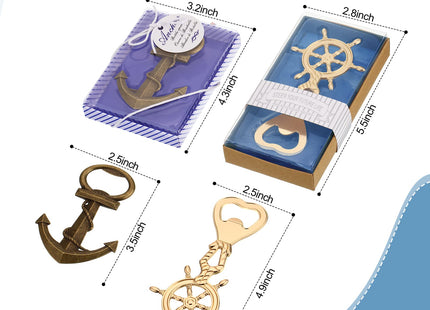 Honeydak 24 Pcs Nautical Bottle Openers Anchor Ship Wheel Antique Metal