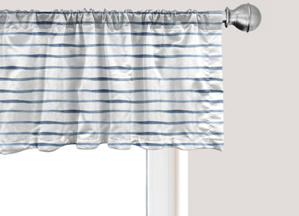 Ambesonne Harbour Stripe Window Valance, Abstract Brushstroke Nautical Ocean Horizontal Lines Soft Picture, Curtain Valance for Kitchen Bedroom Decor with Rod Pocket, 42" x 12", Pale Slate Blue White