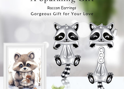 VONALA Raccoon Earrings for Women 925 Sterling Silver Raccoon Jewelry Gifts