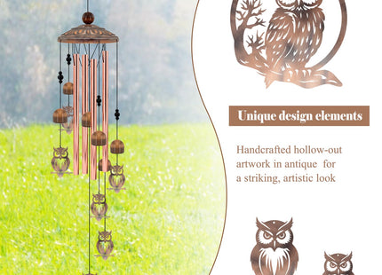 35 Inch Owl Wind Chimes for Outside,Unique Gift for Owl Lovers