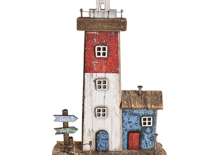Morning View Wood Lighthouse Decor Nautical Lighted Light House Beach Coastal Ocean Decorations Tabletop Sea Themed Lake House Bathroom Home Shelf Table Centerpiece