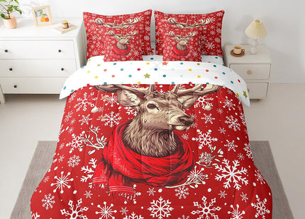 Erosebridal 7 Pcs Comforter Set Twin,Moose Anlters Deer Hunting Bed in a Bag with Flat Sheet and Fitted Sheet for Kids Teens,Christmas Decoration Bedding Set with Pillowcase and Sham Reversible