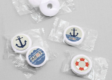 Ahoy - Nautical Party Favors - Round Candy Stickers - 108pc