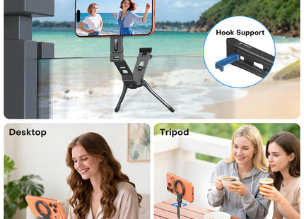 OMOTON TP03 [Ultra-Slim] 360° Rotating for MagSafe Tripod Stand with Hook
