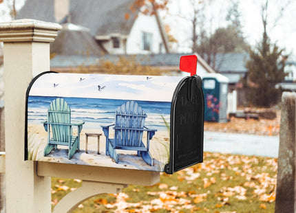 Summer Beach Life Nautical Coastal Theme Mailbox Covers - Magnetic, Standard Size 21x18 Inch, Blue Ocean Seagull, Waterproof, Garden Yard Outdoor Decor
