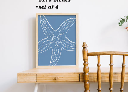 Boat Wades Beach Coastal Shell Unframed Wall Art Prints,seashell Beach Coastal Posters & Prints Wall Art Decor,Seashell Trendy Wall Decor For Lake House Dorm Bedroom Decorations 8x10 Set Of 4