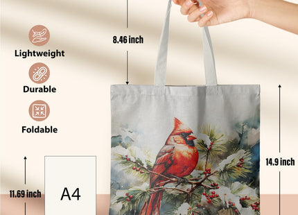Veqzc Cardinal Christmas Canvas Tote Bag for Women - Red Cardinal Gifts, Christmas Reusable Grocery Bags