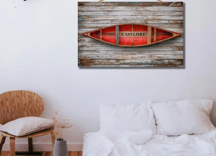 Personalized Custom Wooden Wall Art - Rustic Red Canoe Sign for Cabin and Lake House Decor - Handcrafted UV Printed Solid Wood Plaque for Living Room, Office, Unique Gift(Style D)