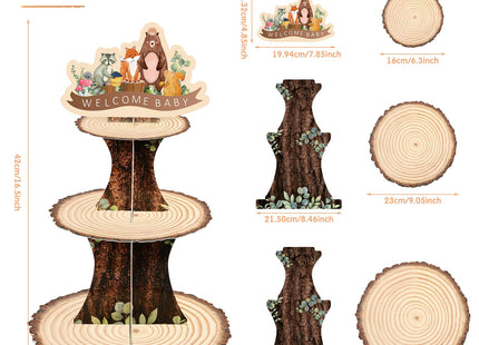 Zonon 3 Tier Woodland Baby Shower Decorations Woodland Cupcake Stand, Brown