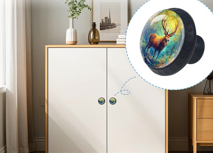 Cabinet Knobs Crystal,Deer in a Sunlit Enchanted Forest Mushroom Drawer Hardware Cabinet Pulls for Home Decor,Dressers,Kitchens Bathroom with Screw 1 Pack