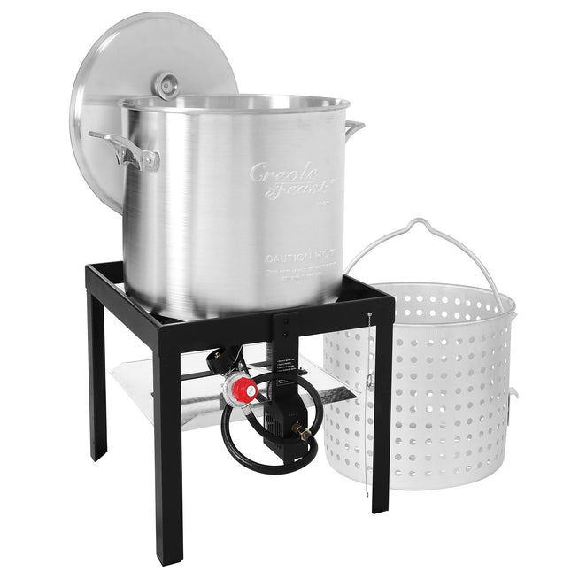 Creole Feast SBK0601 60 Qt. Seafood Boil Pot with Basket and Burner