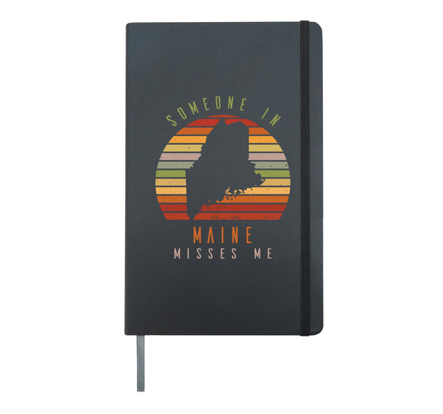 Someone In Maine Misses Me Vintage State Retro Hardcover Journal, Black