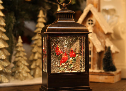 Cardinal Christmas Snow Globe Lantern,Cardinal Decor Light Up 6H Timer Glitter Globe,USB & Battery Operated, Cardinal Gifts for Christmas Decor