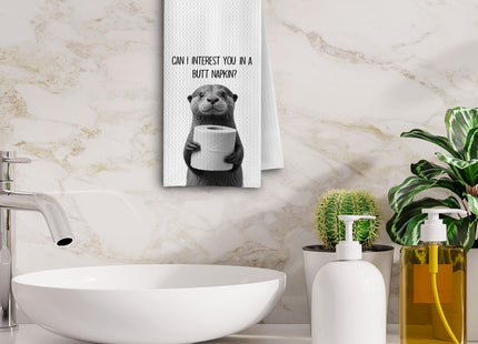 GCFET Funny Otter Hand Towels - Funny Decorative Waffle Weave Hand Towels for Bathroom, Otter Gifts Tea Towels, 16x24 Inch
