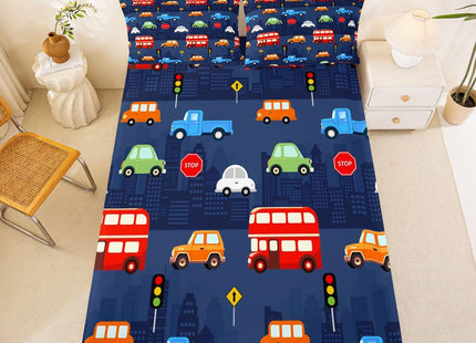 Erosebridal Boys Bed Sheet Set 3D Shark Fish Fitted Sheet Hawaiian Beach Theme Bedding Set for Kids Teens Young Man Ocean Sea Wave Fitted Sheet for Bedroom Dorm Decorative