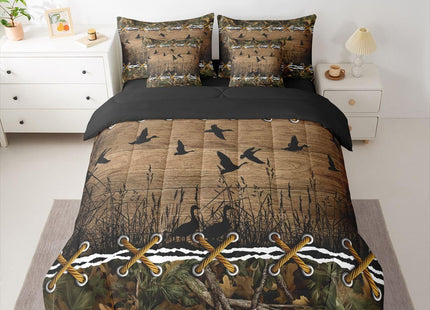 Duck Camo Comforter Set Full Size Bed Sheets and Comforter Set | Mallard Duck 7-Piece Bedding Set Mens Country Camo Bed in a Bag, Farmhouse Woodland Animals Bed Sets,Wildlife Cabin Hunting Decor