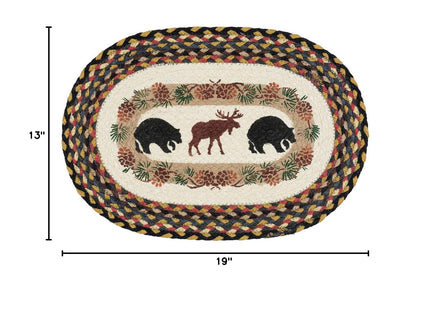 BLACK FOREST DECOR Bear & Moose Braided Jute Placemat 19" Wx13 L