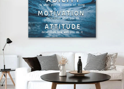 PSYYSP Ability Motivation Attitude Wall Art, Coastal Workplace Canvas Decor